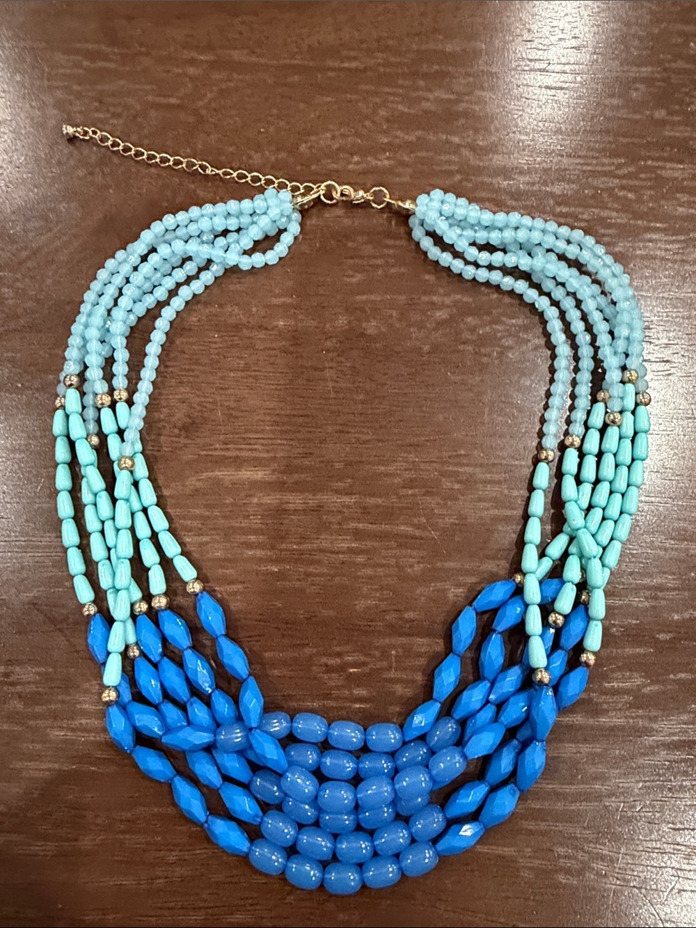 Turquoise & Royal Blue Beaded Multi-Strand Necklace